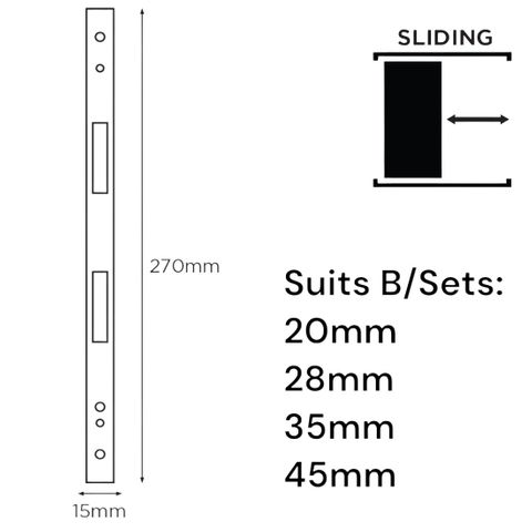 'E-Series' Optional FACE PLATE (270 x 15mm) - Suits ELEV36 Sliding