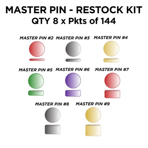 'MASTER PIN RESTOCK KIT' - MAST PIN PKTS  #2 thru #9 (QTY 8 x Pkts of 144)