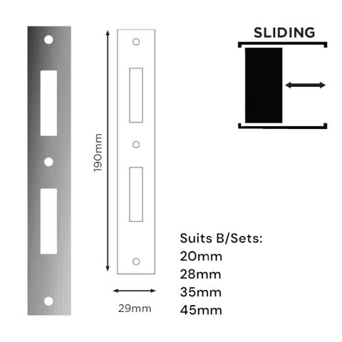 'E-Series' Optional STRIKE PLATE (For Retrofit 29mm Width)  - Suits ELEV36 Sliding