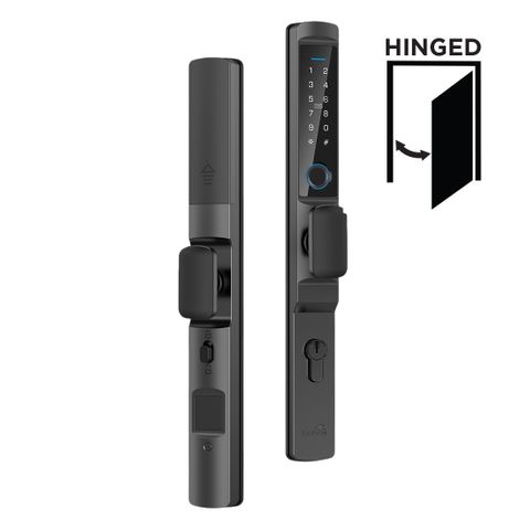 'E-Series' (Euro Narrow Leverset) SMART DOOR LOCK (Hinged Door w/ KNOBS) *Matte Black*