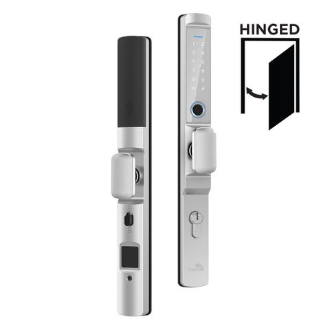 'E-Series' (Euro Narrow Leverset) SMART DOOR LOCK (Hinged Door w/ KNOBS) *Silver*