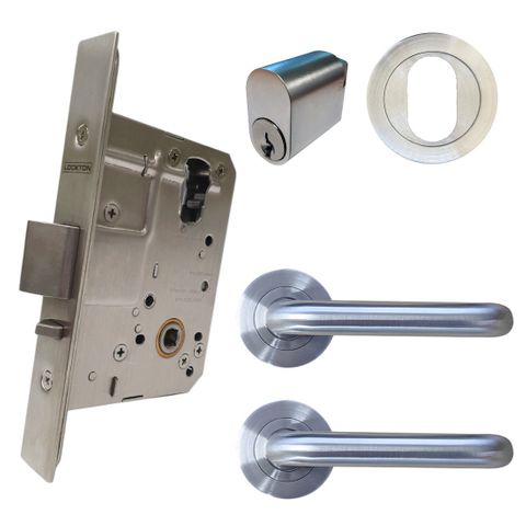 '60mm' Round Rose Mortice Lock KIT1 (CLASSROOM) - Inc. Lock, Furniture & Cylinder