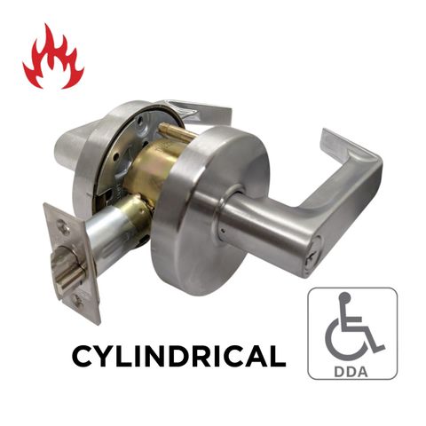 '6000 Series' Cylindrical LEVERSET 'DDA' - ENTRANCE (85mm Rose / 70mm BSet) *Satin Chrome*