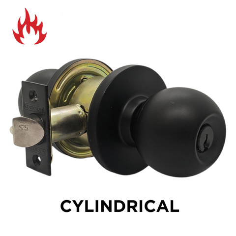3000 Series' Cylindrical KNOBSET - CLASSROOM (75mm Rose / 70mm BSet) *Matte Black*
