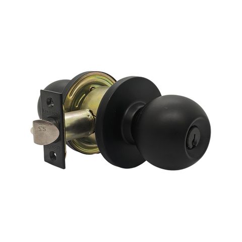 3000 Series' Cylindrical KNOBSET - ENTRANCE (75mm Rose / 60mm BSet) *Matte Black*