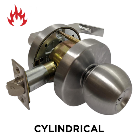 '6000 Series' Cylindrical KNOB & LEVER COMBO SET *CLASSROOM* (85mm Rose / 70mm BSet) *Satin Chrome*
