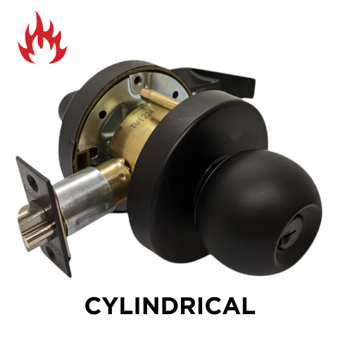 '6000 Series' Cylindrical KNOB & LEVER COMBO SET *CLASSROOM* (85mm Rose / 70mm BSet) *Matte Black*