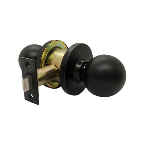 3000 Series' Cylindrical KNOBSET - PASSAGE (75mm Rose / 70mm BSet) *Matte Black*