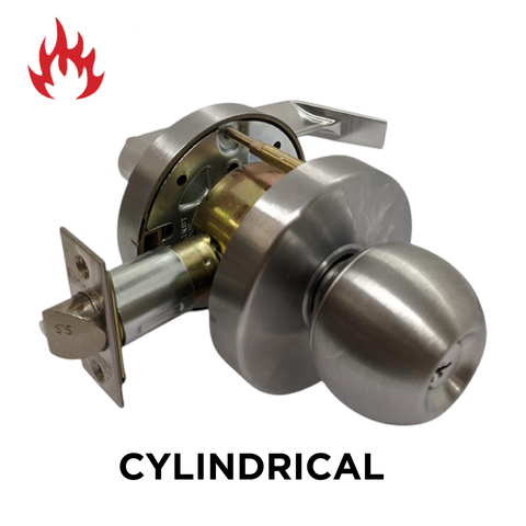 '6000 Series' Cylindrical KNOB & LEVER COMBO SET *ENTRANCE* (85mm Rose / 70mm BSet) *Satin Chrome*