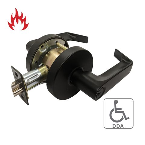 '6000 Series' Cylindrical LEVERSET 'DDA' - CLASSROOM (85mm Rose / 70mm BSet) *Matte Black*