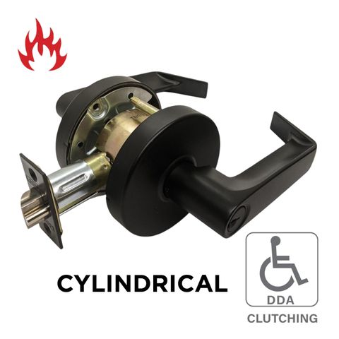 '6000 Series' Cylindrical LEVERSET 'DDA' - CLASSROOM *Clutching* (85mm Rose / 70mm BSet) *Matte Black*