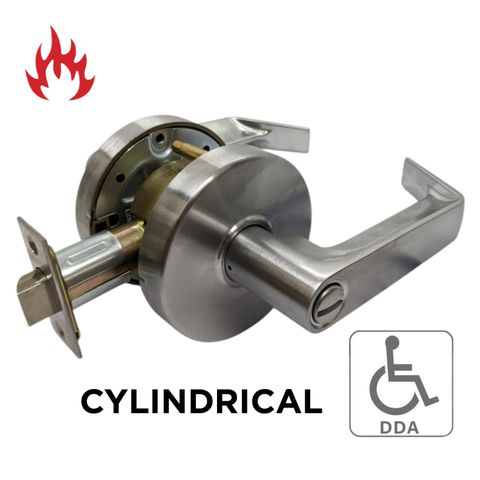 '6000 Series' Cylindrical LEVERSET 'DDA' - PRIVACY (85mm Rose / 70mm BSet) *Satin Chrome*