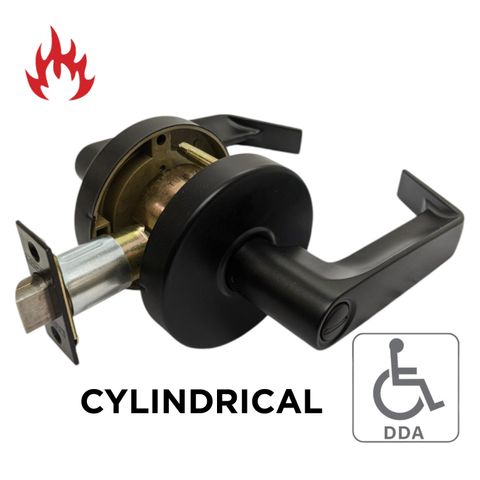 '6000 Series' Cylindrical LEVERSET 'DDA' - PRIVACY (85mm Rose / 70mm BSet) *Matte Black*