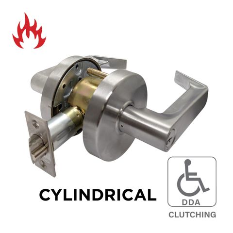 '6000 Series' Cylindrical LEVERSET 'DDA' - STOREROOM *Clutching* (85mm Rose / 70mm BSet) *Satin Chrome*