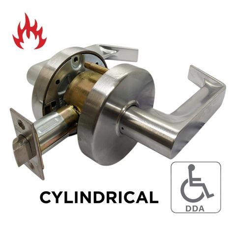 '6000 Series' Cylindrical LEVERSET 'DDA' - PASSAGE (85mm Rose / 70mm BSet) *Satin Chrome*