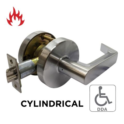 '6000 Series' Cylindrical LEVERSET 'DDA' - LATCHING HALF SET (85mm Rose / 70mm BSet) *Satin Chrome*