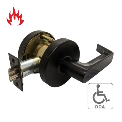 '6000 Series' Cylindrical LEVERSET 'DDA' - LATCHING HALF SET (85mm Rose / 70mm BSet) *Matte Black*