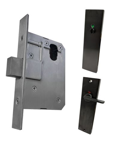 60mm DEADBOLT Mortice Lock KIT7 (INDICATING DA TOILET) - Inc. Lock & Furniture *Matte Black*