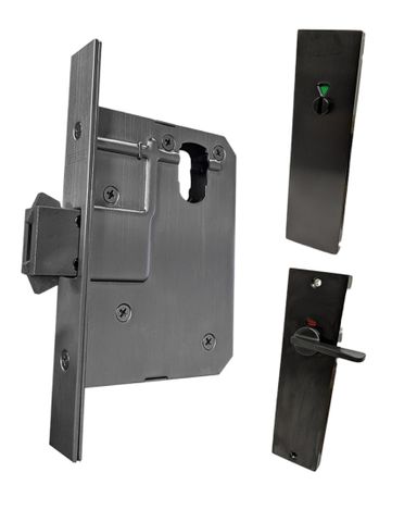 60mm SLIDING Mortice Lock KIT7 (INDICATING DA TOILET) - Inc. Lock & Furniture *Matte Black*