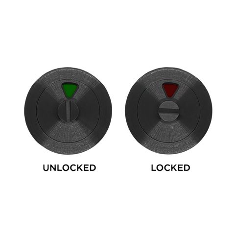 Round Rose INDICATING EMERG. RELEASE (50mm Dia.) with Turn-Slot - Suits 60mm Mortice Locks *Matte Black*