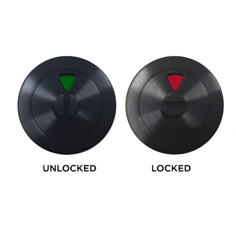 Round Rose INDICATING EMERG. RELEASE (50mm Dia.) with Turn-Slot - Suits 60mm Mortice Locks *Matte Black*
