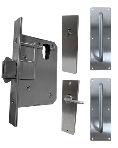 60mm SLIDING Mortice Lock KIT7 (INDICATING DA TOILET) - Inc. Lock, Pull Plates & Furniture