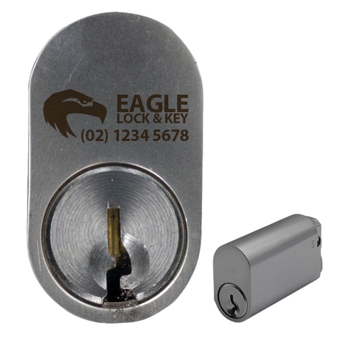 OVAL (570) CYL. 50mm Extend. (BOX OF 10) *Satin Chrome* - Laser Engraved
