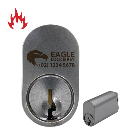 OVAL (570) CYL. 50mm Extend. (BOX OF 10) *Satin Chrome* - Laser Engraved