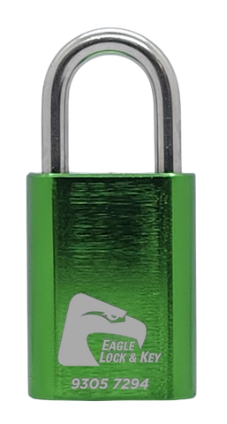 PADLOCK '500 AL13' 40mm (BOX OF 10) - Laser Engraved *GREEN* (KD)