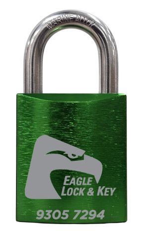 PADLOCK '500 AL13' 45mm (BOX OF 10) - Laser Engraved *GREEN* (KD)