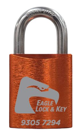 PADLOCK '500 AL13' 45mm (BOX OF 10) - Laser Engraved *ORANGE* (KD)