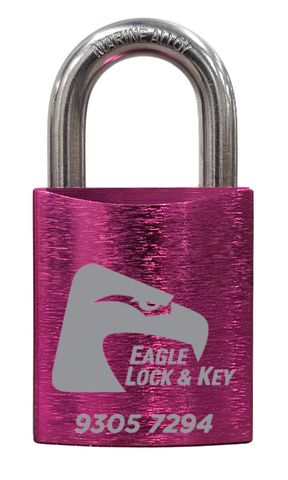 PADLOCK '500 AL13' 45mm (BOX OF 10) - Laser Engraved *PINK* (KD)