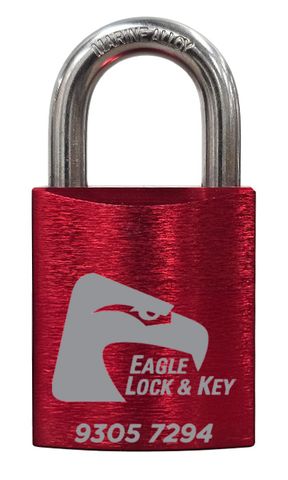 PADLOCK '500 AL13' 45mm (BOX OF 10) - Laser Engraved *RED* (KD)