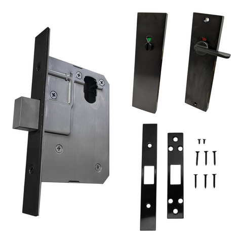 60mm DEADBOLT Mortice Lock KIT7 (INDICATING DA TOILET) - Inc. Lock & Furniture *Matte Black*