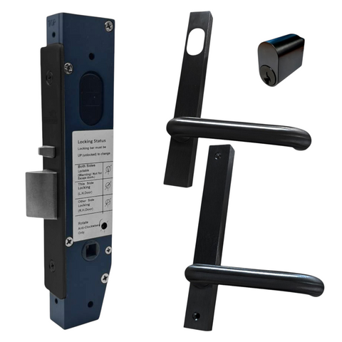 23mm Mortice Lock KIT1 (CLASSROOM) - Inc. Lock, Furniture & Cylinder *Matte Black*