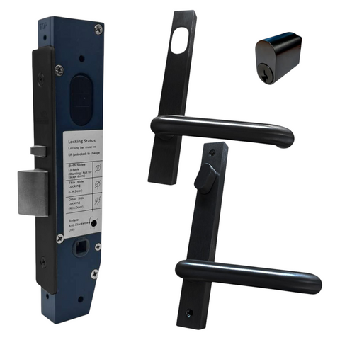 23mm Mortice Lock KIT2 (ENTRANCE) - Inc. Lock, Furniture & Cylinder *Matte Black*