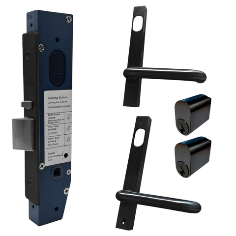 23mm Mortice Lock KIT4 (DOUBLE CYL.) - Inc. Lock, Furniture & Cylinders *Matte Black*