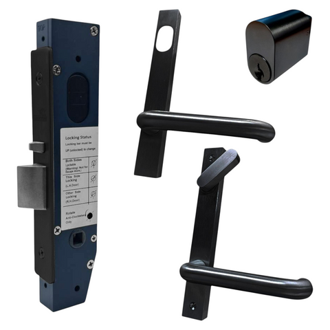 23mm Mortice Lock KIT5 (DISABILITY) - Inc. Lock, Furniture & Cylinder *Matte Black*
