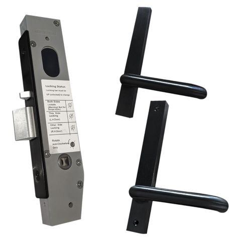 23mm Mortice Lock KIT3 (PASSAGE) - Inc. Lock & Furniture *Matte Black*