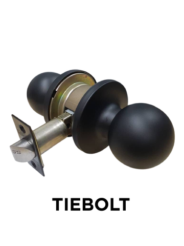 3000 Series' Tiebolt KNOBSET - PASSAGE (75mm Rose / 60-70mm BSet) *Matte Black*
