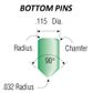 NIC. SIL. BOTTOM PIN #2 * GREEN* (0.180") - Pkt of 100