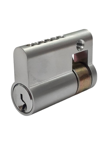 LOCK CYLINDER - (9555-5) HALF EURO FIXED- 6-Pin *Satin Chrome* (KA)