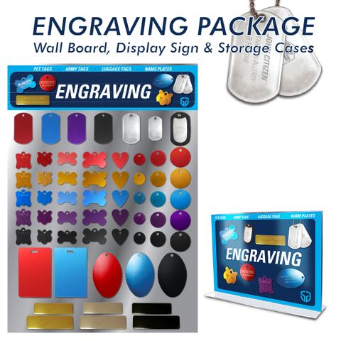 'Engraving' Pkg - Engraving Tags+ Storage Cases+ Sample Board+ Sign