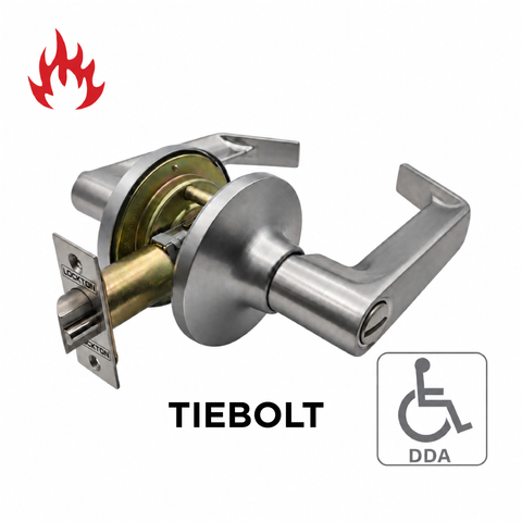 6000 Series' Tiebolt LEVERSET - PRIVACY (75mm Rose / 60-70mm BSet) *Satin Chrome*