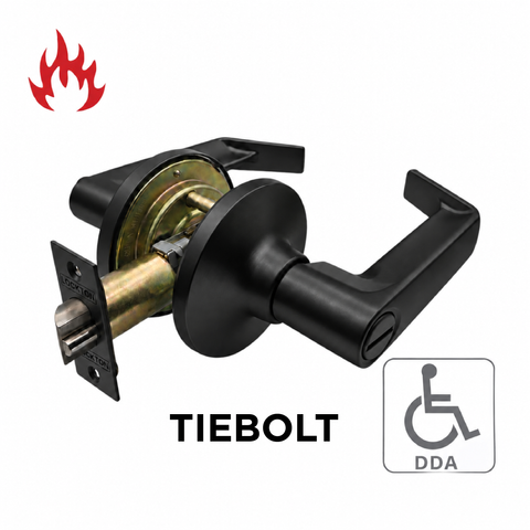 6000 Series' Tiebolt LEVERSET - PRIVACY (75mm Rose / 60-70mm BSet) *Matte Black*
