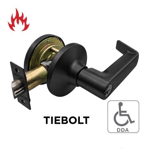 6000 Series' Tiebolt LEVERSET - LATCHING HALF SET (75mm Rose / 60-70mm BSet) *Matte Black*