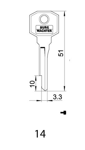 KEY BLANK to suit  'LOCKBLOCKING KEYS' -  ME/2