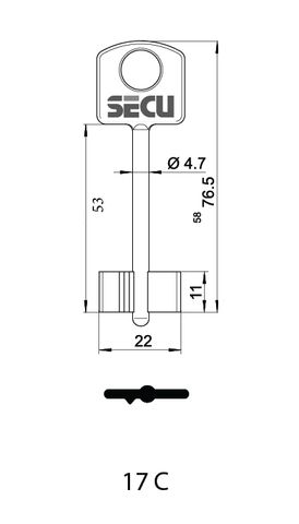 KEY BLANK to suit 'Point Safes' & 'PureSafes'