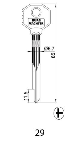 KEY BLANK to suit  'SECURITY INSERTS' -  ES.10 & ESA.10