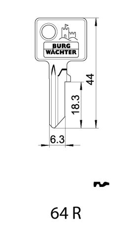 KEY BLANK to suit 217-F-Ni 30mm